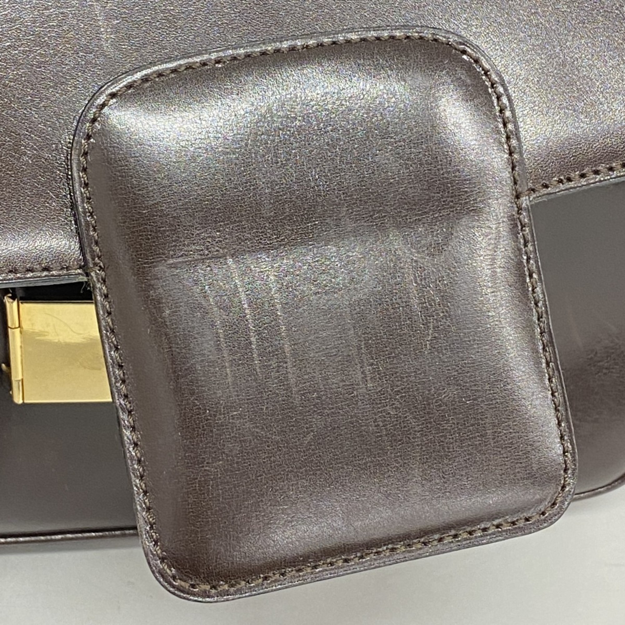 セリーヌ(Celine) セリーヌ ショルダーバッグ 馬車金具 レザー ダークブラウン レディース