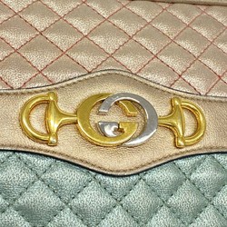 グッチ(Gucci) グッチ ショルダーバッグ ラミネート 541061 レザー キルティング ピンク グリーン レディース