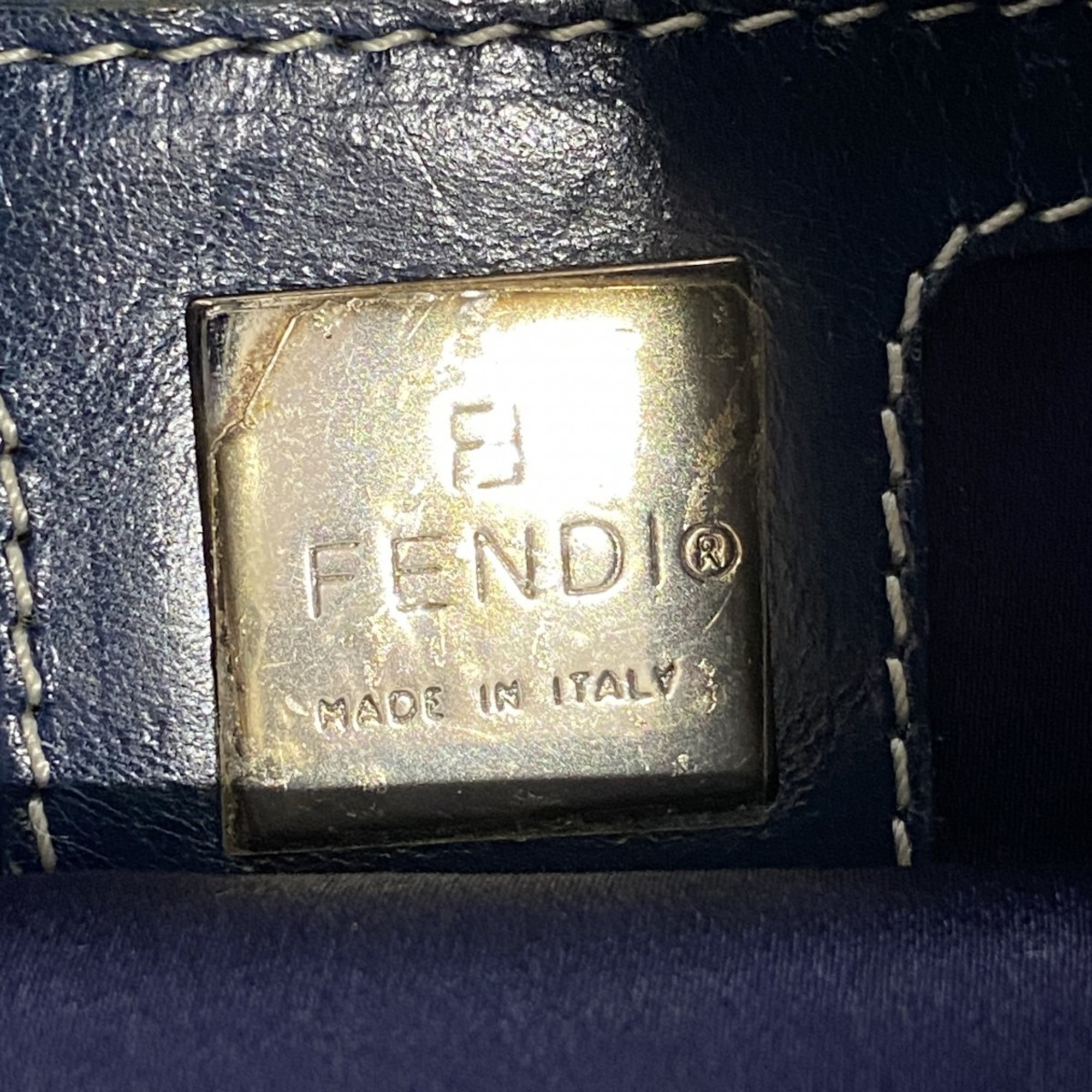 フェンディ(Fendi) フェンディ ショルダーバッグ ズッキーノ ナイロンキャンバス ネイビー レディース