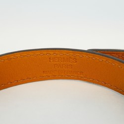 エルメス(Hermes) エルメス ブレスレット ケリー ドゥブルトゥール メタル レザー シルバー ブルー ブラウン □Q刻印レディース