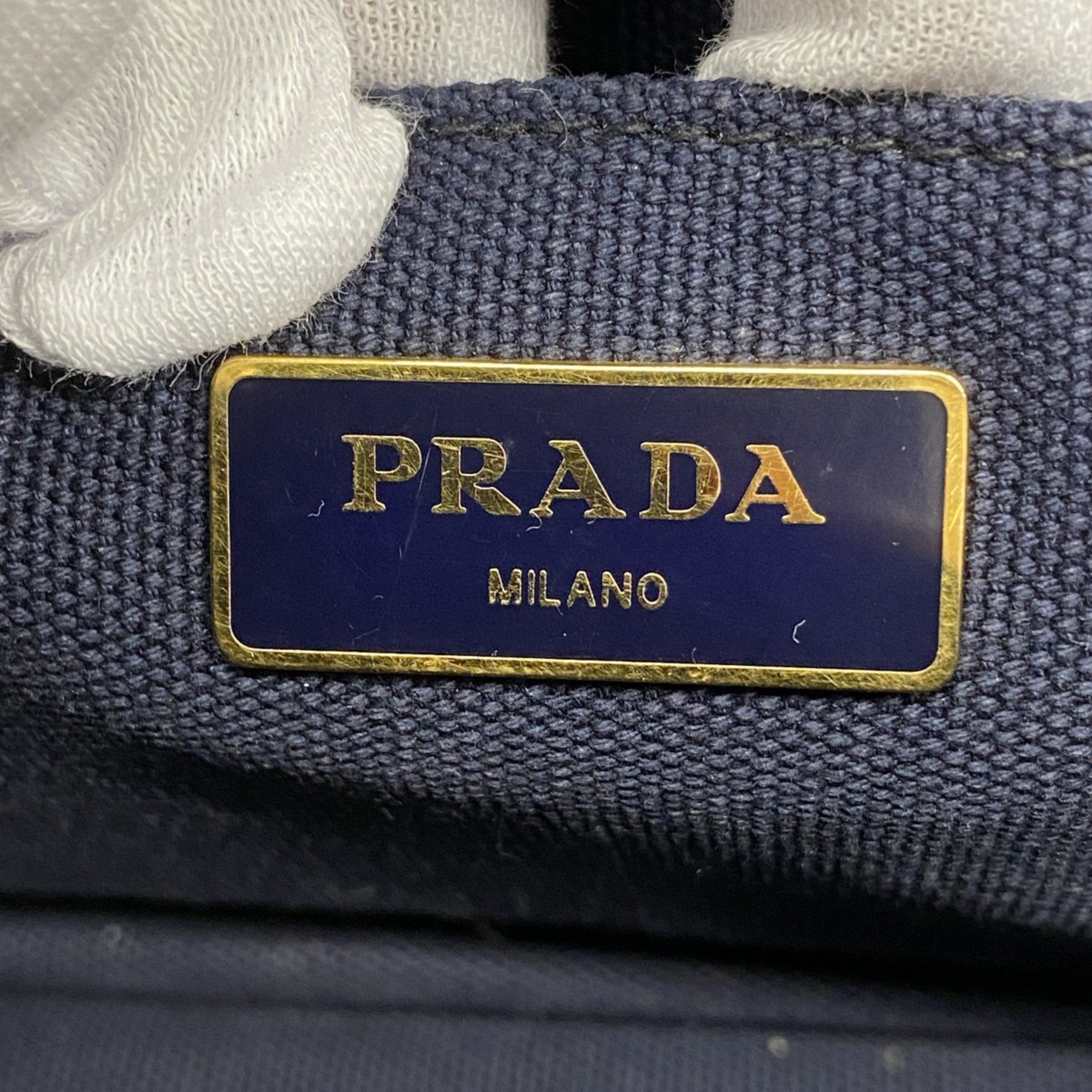 プラダ(Prada) プラダ トートバッグ カナパ キャンバス ネイビー レディース