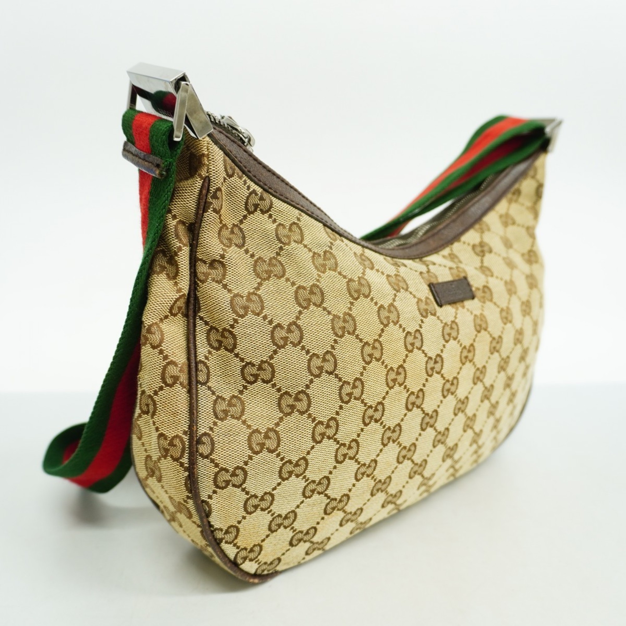 グッチ(Gucci) グッチ ショルダーバッグ GGキャンバス シェリーライン 122790 キャンバス ブラウン グリーン レッド レディース