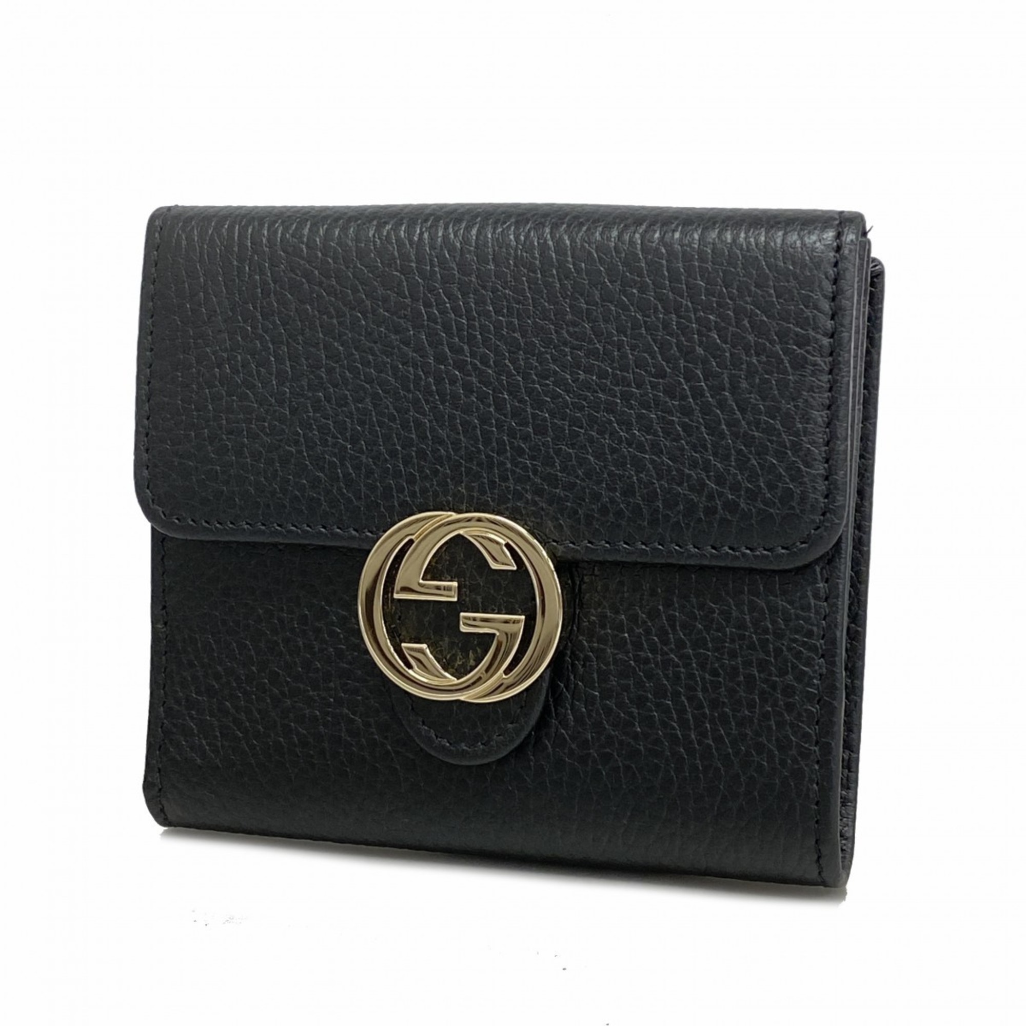 グッチ(Gucci) グッチ 財布 インターロッキングG 615525 レザー ブラック シャンパンレディース