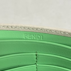 フェンディ(Fendi) フェンディ 長財布 FFダイヤモンド レザー ベージュ グリーン レディース