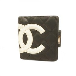 シャネル(Chanel) シャネル 財布 カンボン ラムスキン ブラック レディース