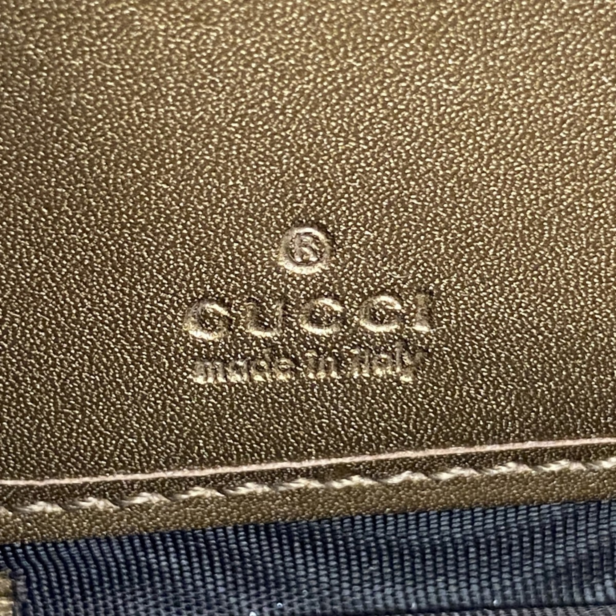 グッチ(Gucci) グッチ 長財布 マイクログッチシマ 308005 エナメル ブラウン シャンパンレディース