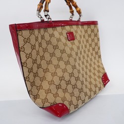 グッチ(Gucci) グッチ トートバッグ GGキャンバス バンブー 311175 キャンバス ブラウン レッド シャンパンレディース