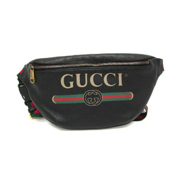 グッチ(Gucci) シェリーライン ロゴプリント 530412 メンズ,レディース レザー ウエストバッグ,ボディバッグ ブラック