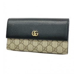 グッチ(Gucci) グッチ 長財布 GGマーモント GGスプリーム 456116  レザー ブラウン ブラック レディース