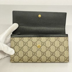 グッチ(Gucci) グッチ 長財布 GGマーモント GGスプリーム 456116  レザー ブラウン ブラック レディース