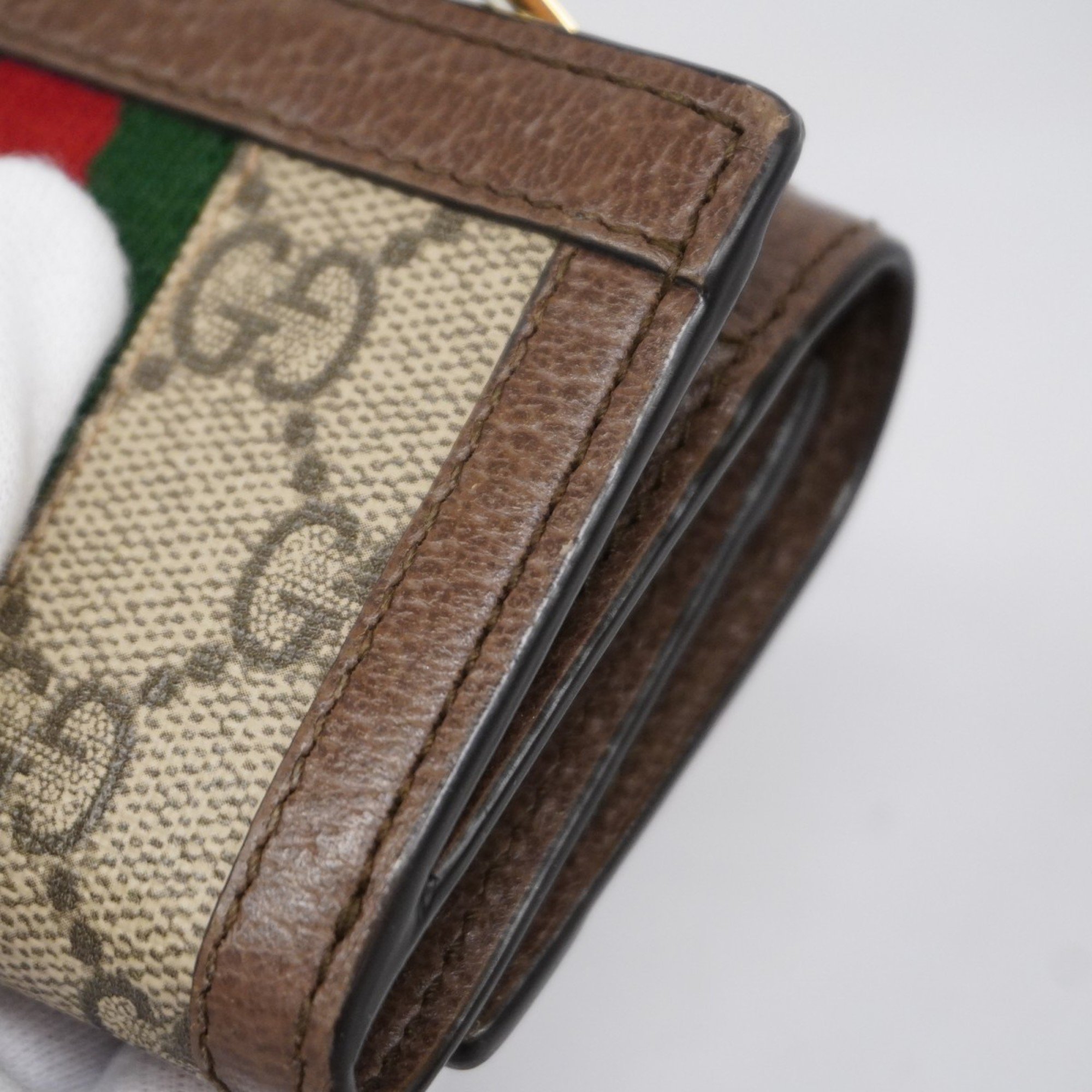 グッチ(Gucci) グッチ 三つ折り財布 オフィディア 644334  ブラウン グリーン レッド レディース