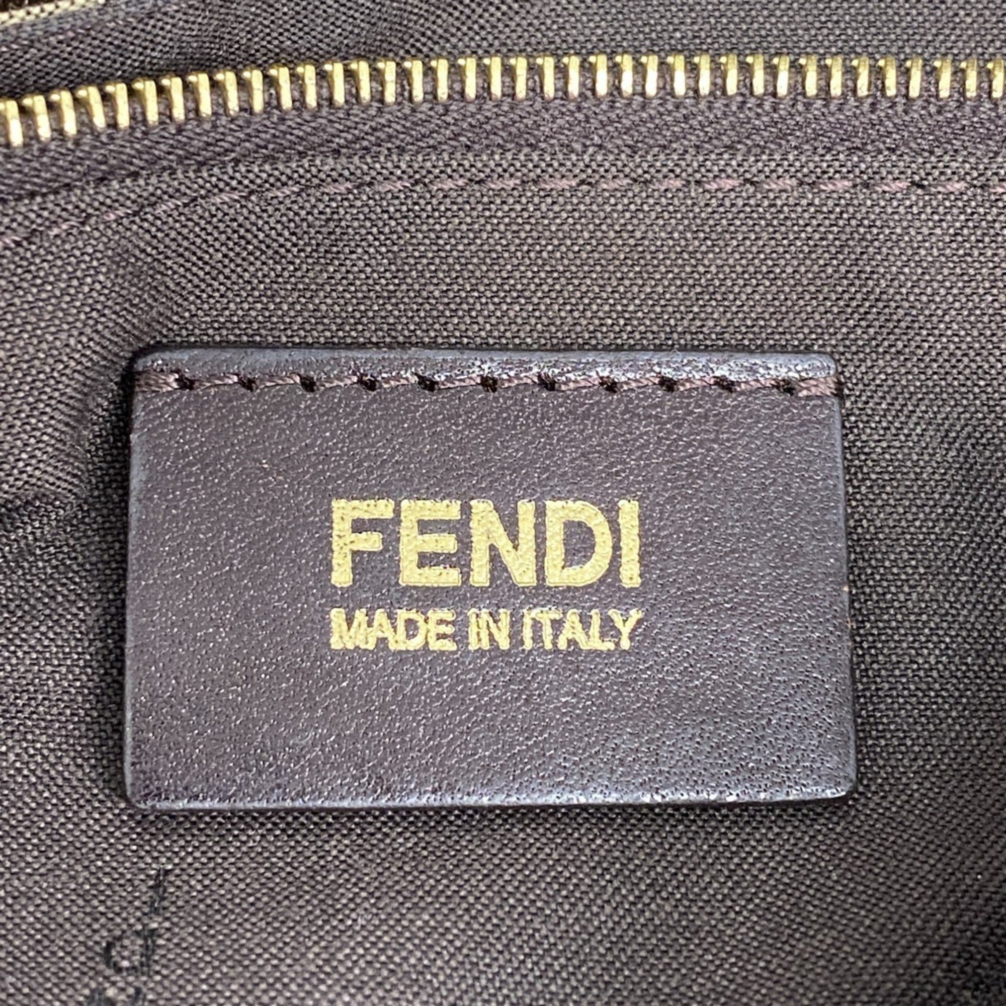 フェンディ(Fendi) フェンディ ハンドバッグ ズッキーノ マンマバケット ナイロンキャンバス ブラウン シャンパンレディース