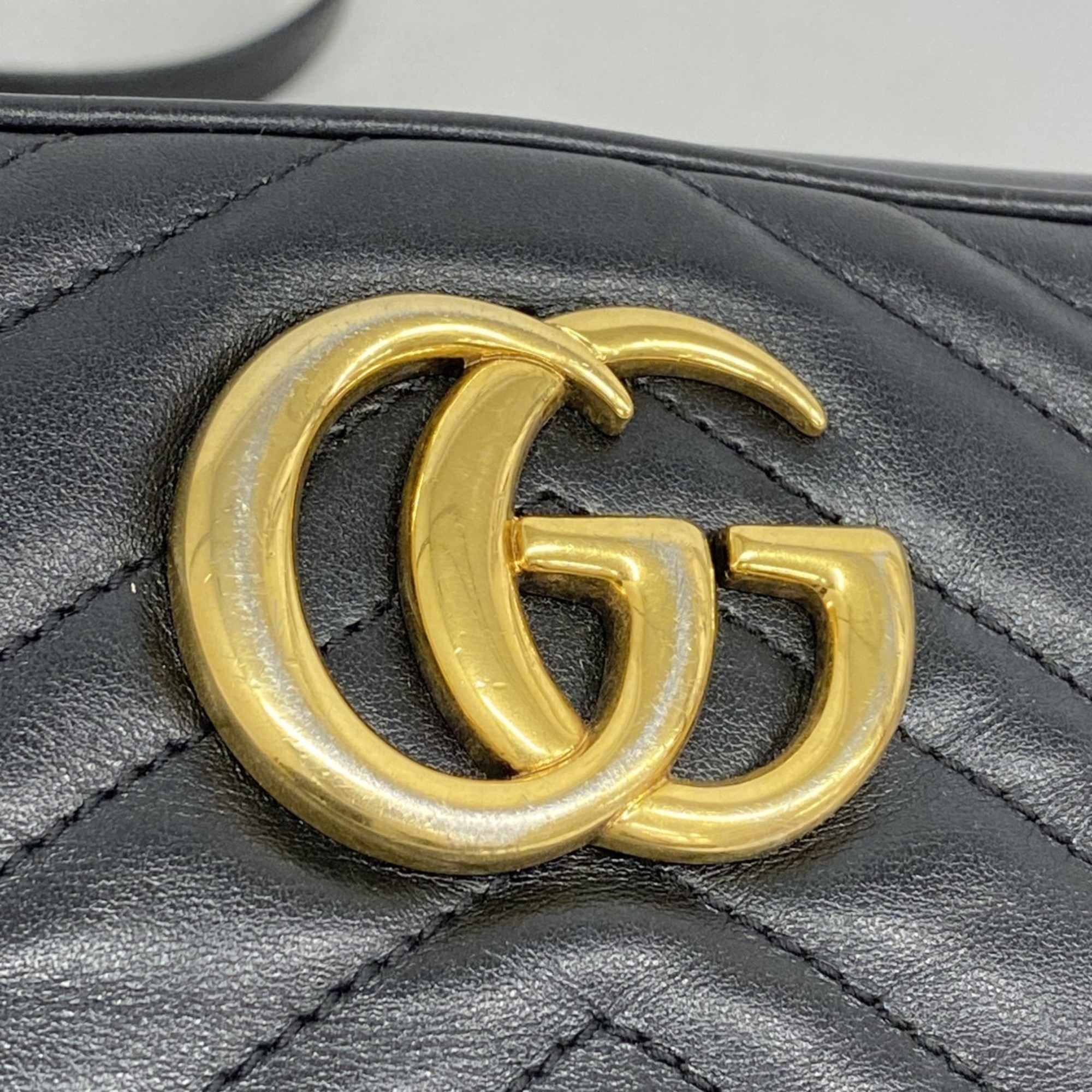 グッチ(Gucci) グッチ ショルダーバッグ GGマーモント 447632 レザー ブラック レディース