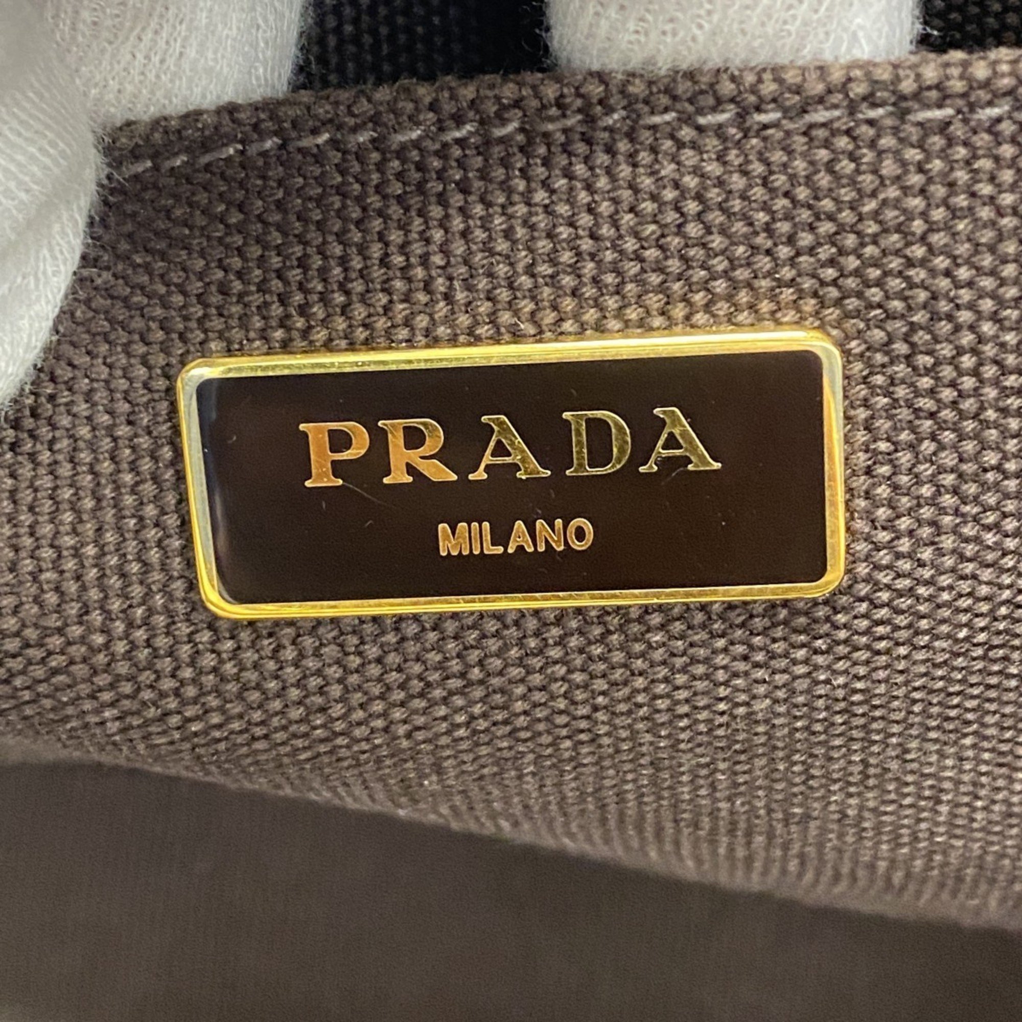 プラダ(Prada) プラダ トートバッグ カナパ キャンバス ホワイト ブラウン レディース