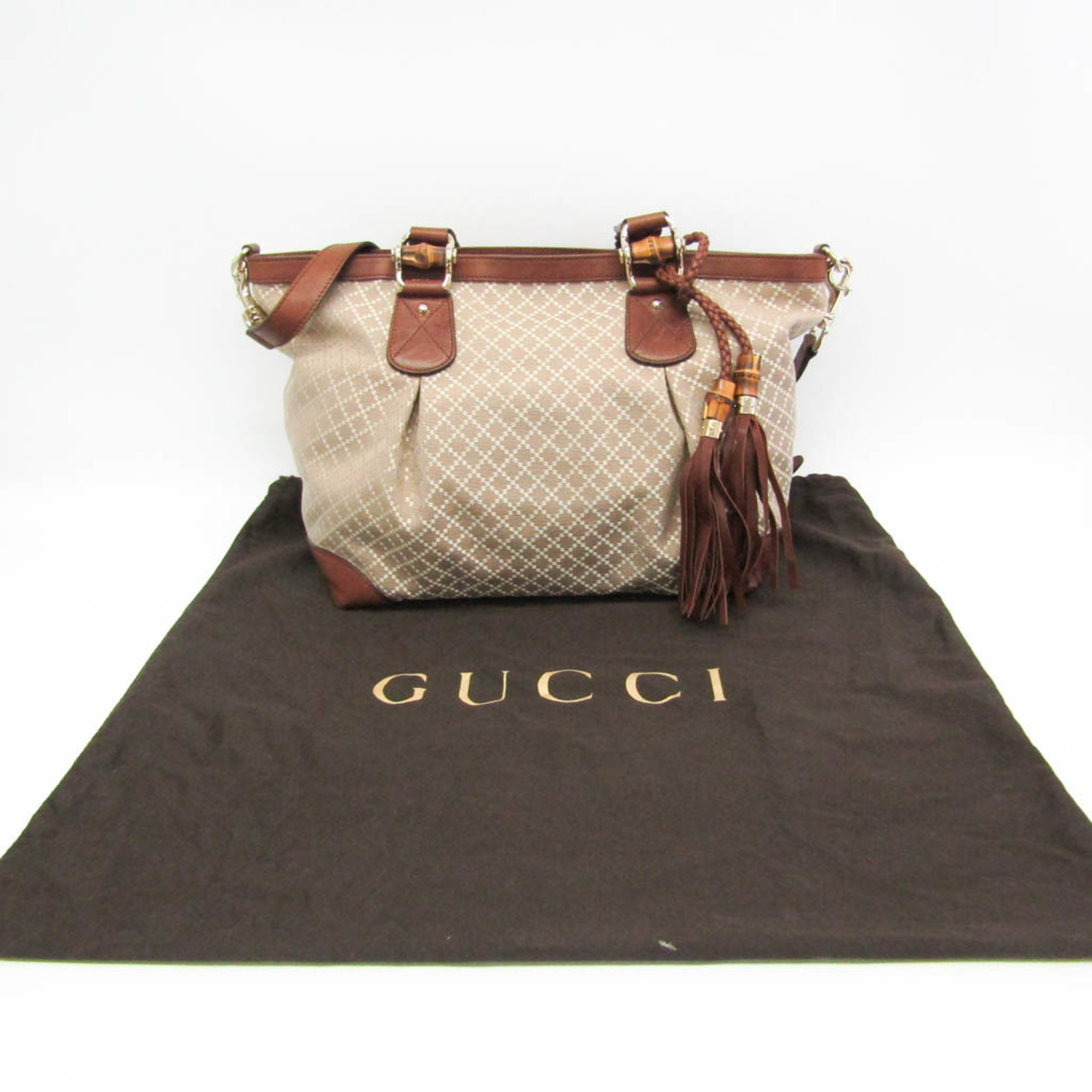 グッチ(Gucci) バンブー ディアマンテ タッセル 282340 レディース,メンズ キャンバス,レザー ショルダーバッグ,トートバッグ ベージュ,ブラウン