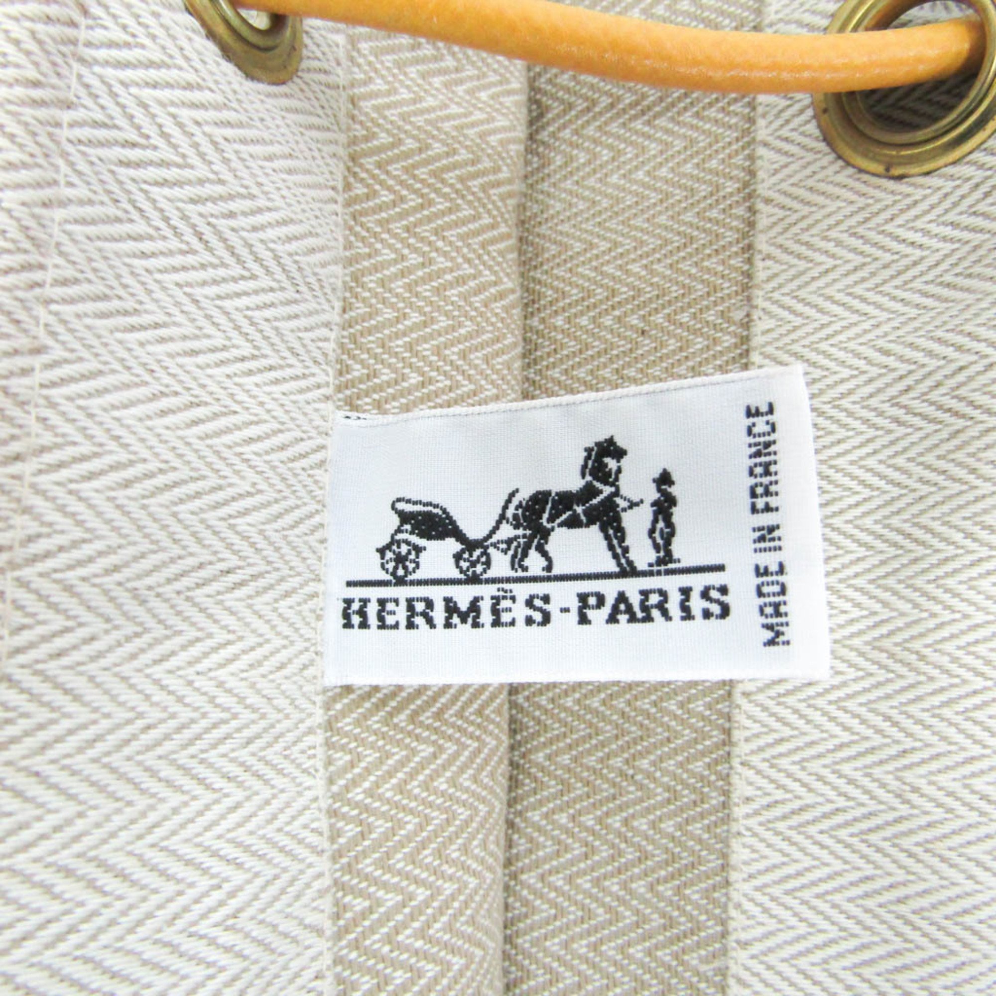 エルメス(Hermes) アリーヌGM レディース,メンズ コットン,レザー ショルダーバッグ ライトベージュ,イエロー