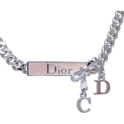 クリスチャン・ディオール(Christian Dior) Christian Dior クリスチャンディオール チョーカー リボン ロゴ チェーン ヴィンテージ ネックレス レディース シルバー ピンク   20505073