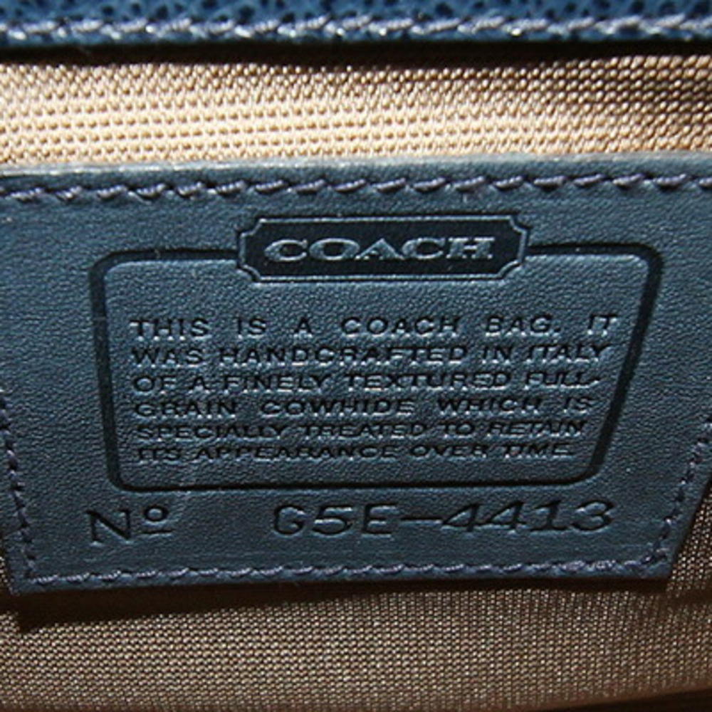 Coach 2WAY Handbag 4413 Navy Leather Shoulder Bag Turn Lock Old