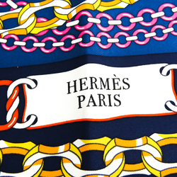 Hermes Carre 90 Reaction En Chaines Women's Silk Scarf Multi-color,Navy,Pink