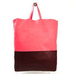 Celine Cabas Vertical 165553 Women's Leather Tote Bag Bordeaux,Pink