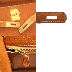 AUTHENTIC HERMES Kelly28 outer sewing Hand Bag Gold Pigskin 0047