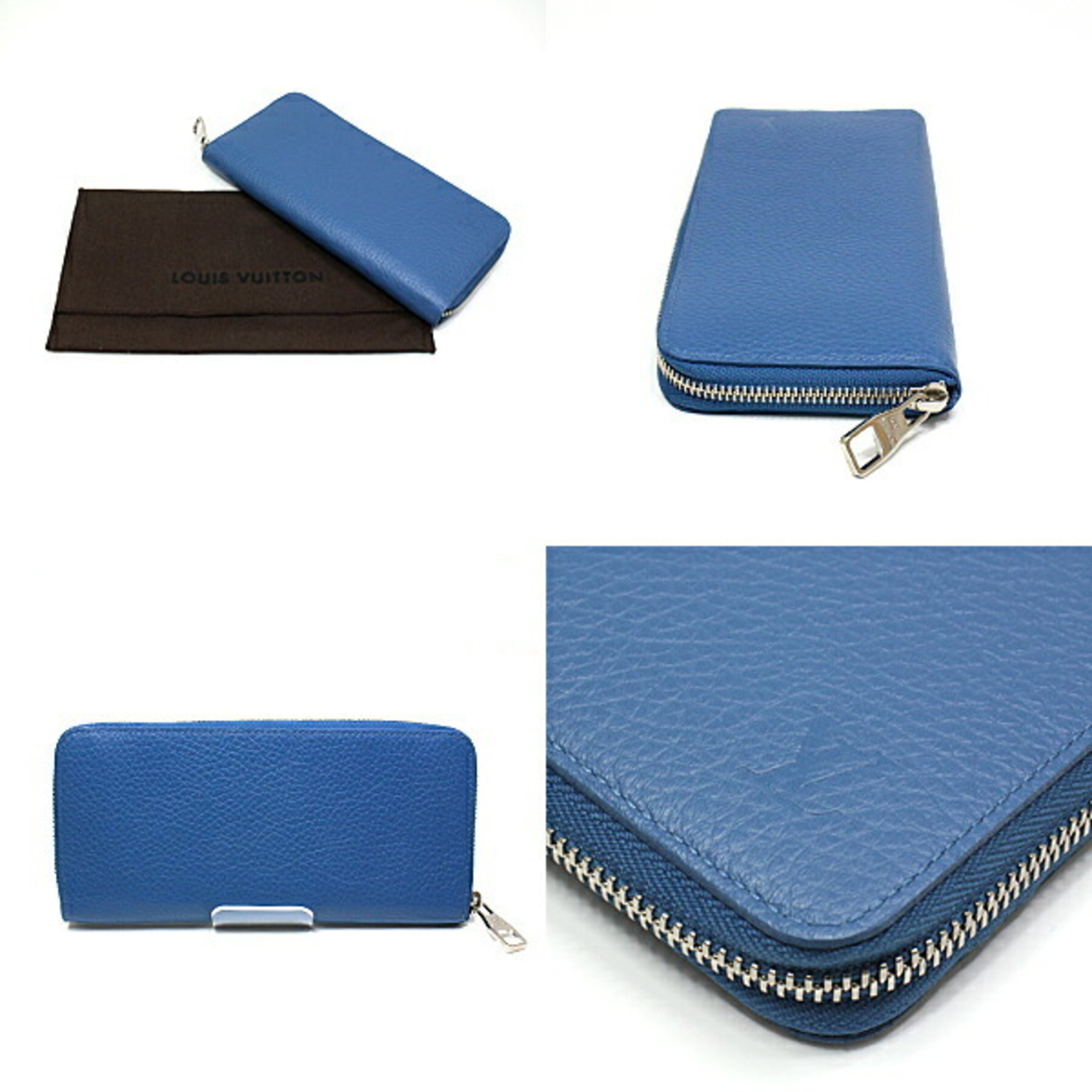 Louis Vuitton Zippy Wallet Vertical M58411 Round Purse Blue