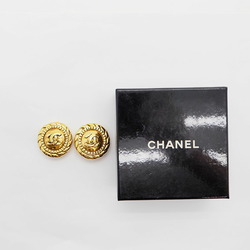 CHANEL round coco mark earrings gold