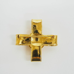 CHANEL 97A Coco Mark Cross Ribbon Brooch Gold Pin