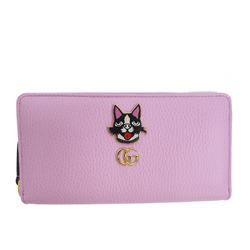GUCCI Gucci 499337 GG Marmont Bosco Zip Around Wallet Round Purse Light Pink Dog Boston Terrier