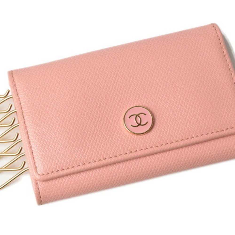 Chanel Key Case / Ring CHANEL 6-series CC Mark Coco Button Rose Pink