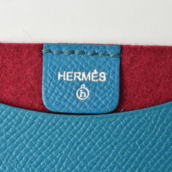 Hermes Flat Pouch / Pass Case HERMES Petit Ash Vaux Epson Blue Red