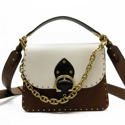 Coach COACH Handbag Shoulder Bag 3Way Brown Gold White Black Leather Suede  Studs H2080-4595 | eLADY Globazone