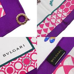Bvlgari BVLGARI Scarf White Purple Multicolor Silk