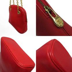 Celine Shoulder Bag Pochette Red Gold Leather