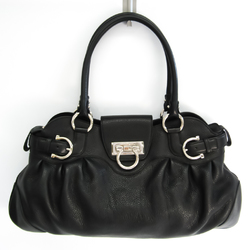 Salvatore Ferragamo Gancini AU-21/B234 Women's Leather Handbag Black