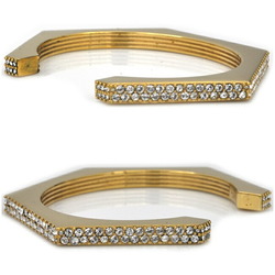 Burberry Bangle Gold Clear Stone 80326341 M GP Rhinestone BURBERRY Crystal Detail Bracelet Nut Motif Jewelry Cuffs Ladies