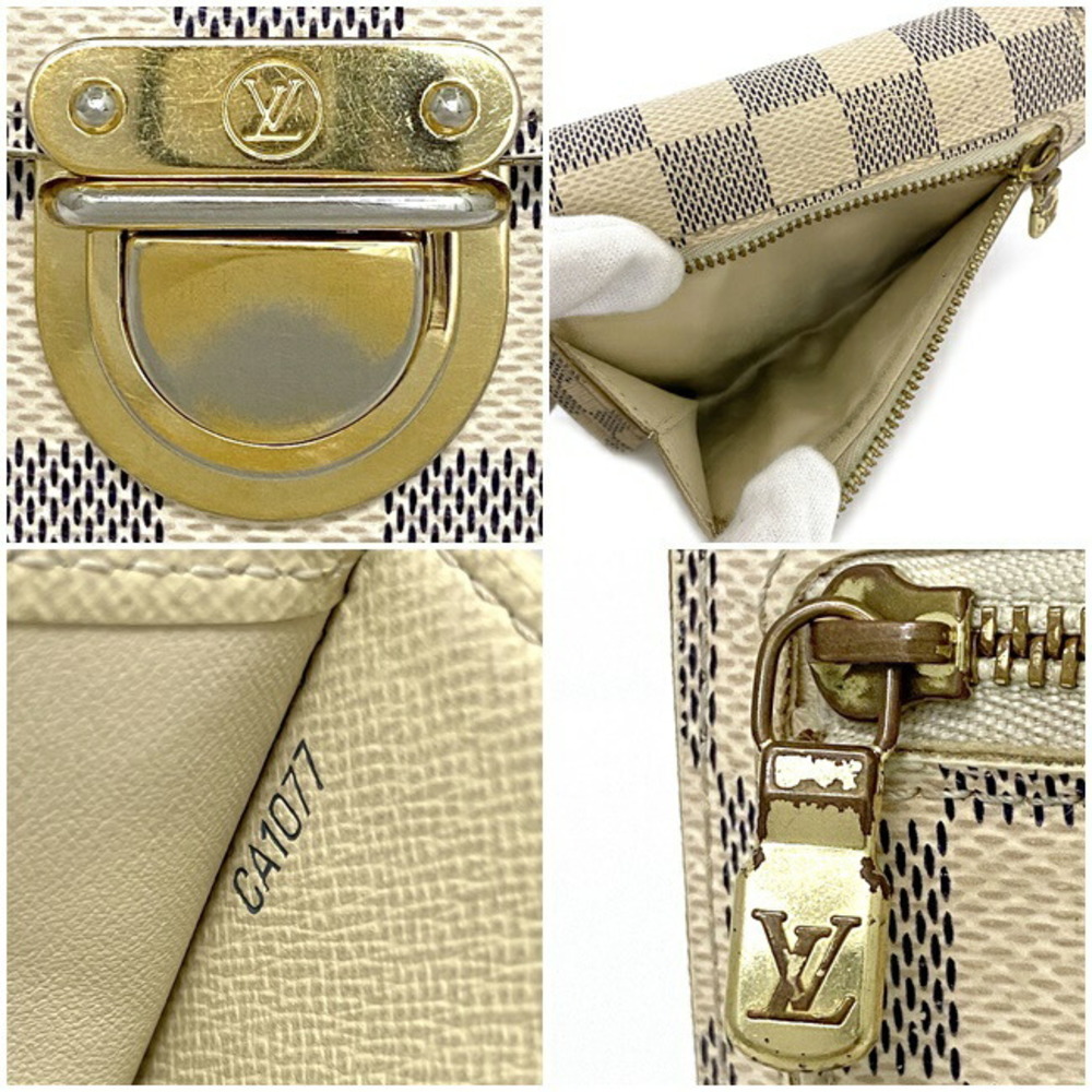 Louis Vuitton Tri-Fold Wallet Portofeuil Koala White Gray Damier Azul  N60013 CA1077 LOUIS VUITTON Metal Fittings Women's