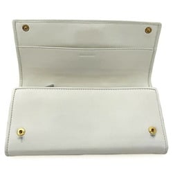 Miu Miu Miu White Gold Leather miu Soft Women's Bi-Fold Wallet Genuine Flap