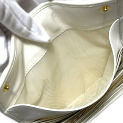 Miu Miu Miu White Gold Leather miu Soft Women's Bi-Fold Wallet Genuine Flap
