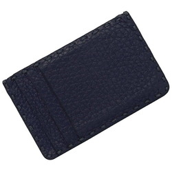 Fendi Card Case Navy Blue Celeria 7M0199 Leather FENDI Holder Men's Women's Unisex Stitch Buttonhole Bar