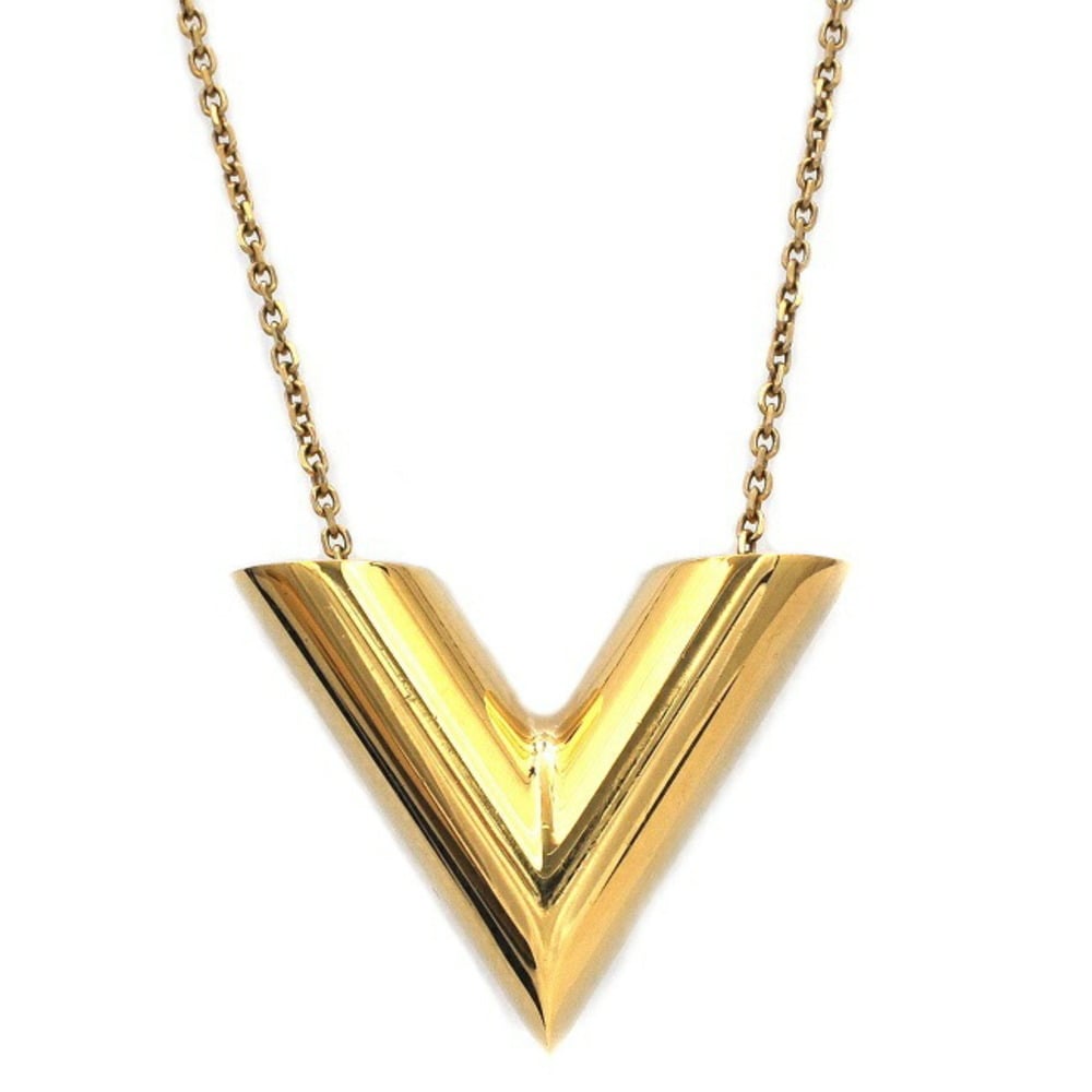 LOUIS VUITTON Necklace Essential V Gold Chain Pendant Ladies'