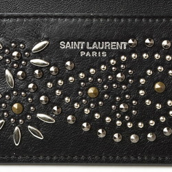 Saint Laurent / Card Case YSL SAINT LAURENT Paisley Pattern Studs Leather Black 375949