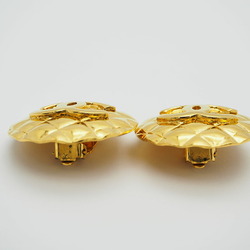 CHANEL 2 3 Vintage Round Matrasse Coco Large Earrings Gold Quilted