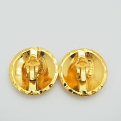 CHANEL 2 3 Vintage Round Matrasse Coco Large Earrings Gold Quilted