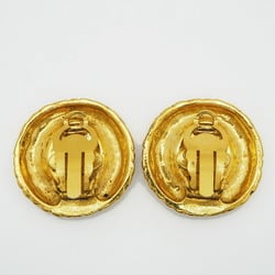 CHANEL 93P Round Coco Earrings Gold Rope Pattern