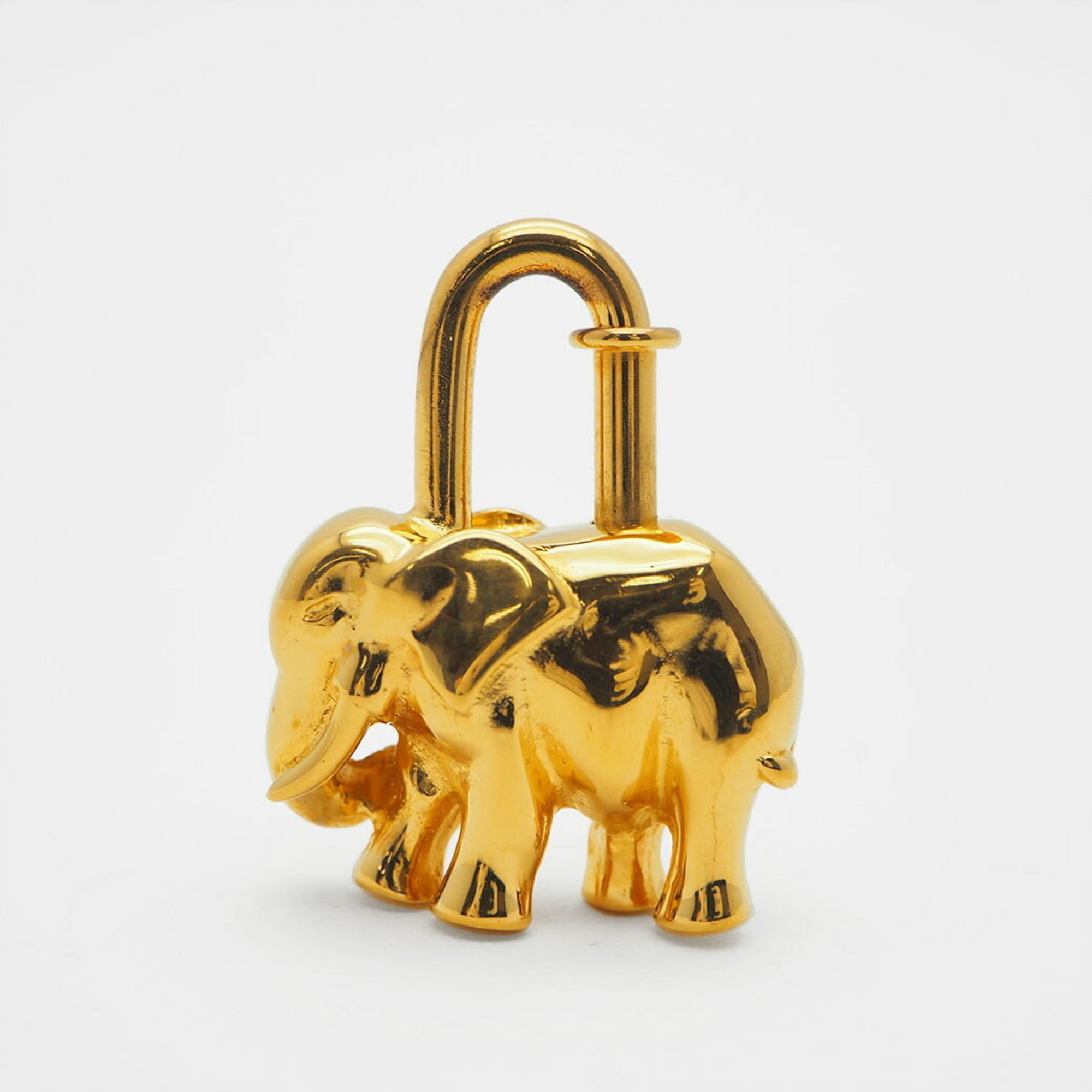 HERMES Hermes Cadena Cheer Pendant Top Gold Elephant Padlock Necklace Charm Keychain Keyring