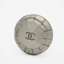 CHANEL 99A Vintage Round Coco Earrings Silver Matte