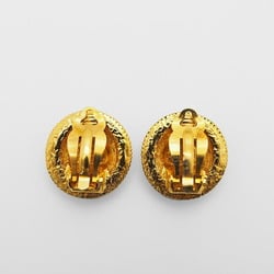 CHANEL 97P Vintage Round Coco Earrings Gold Chain Pattern