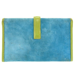 Hermes Jige Mini Dobris Chevre Anis Green Turquoise □ J Engraved Clutch Bag Bicolor Blue 0057 HERMES