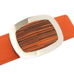 Hermes Belt Vibrato Leather Orange Brown 0182 HERMES